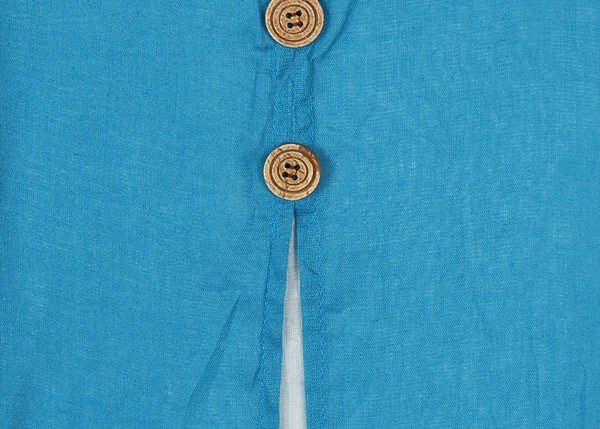 Sky Blue Double Layer Short Dress with Buttons