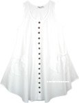 Bright White Sleeveless Cotton Beach Sundress