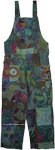 Yogi Green Hippie Patchwork Cotton Overalls Jumpsuit