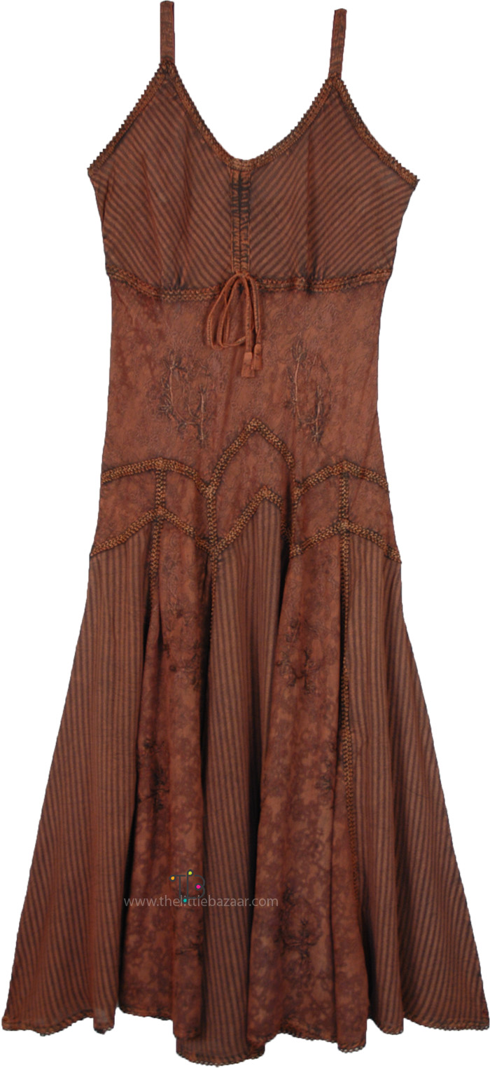 Brown Enigma Western Renaissance Maxi Dress
