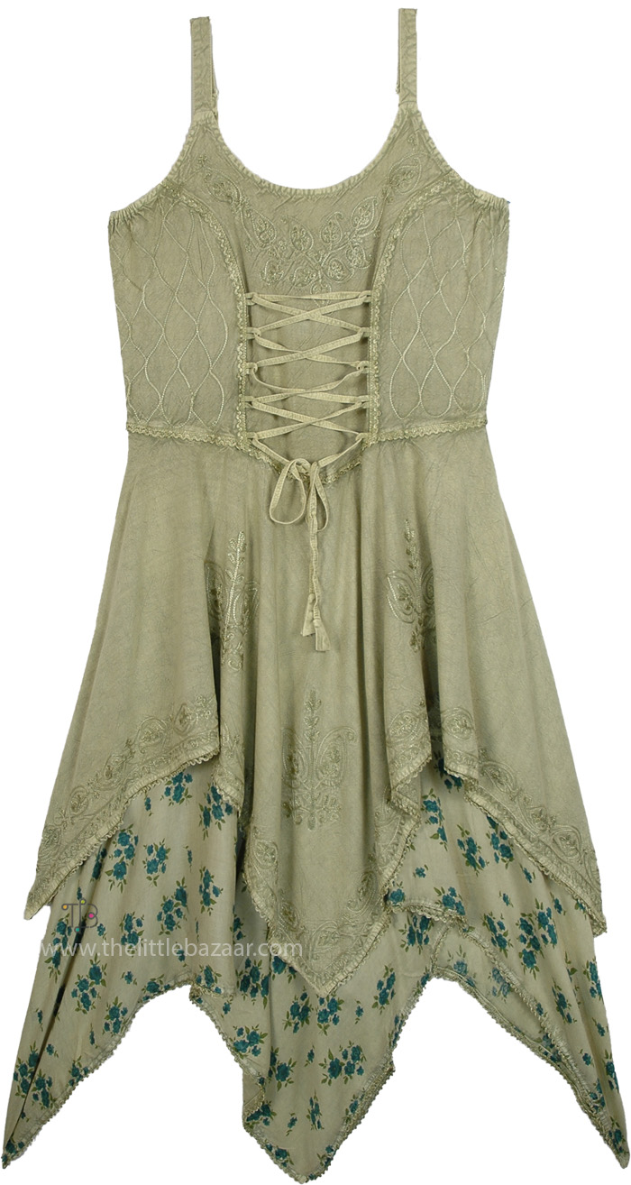Verdant Blooms Tiered Embroidered Dress