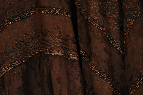 Chocolate Ember Embroidered Midi Western Dress