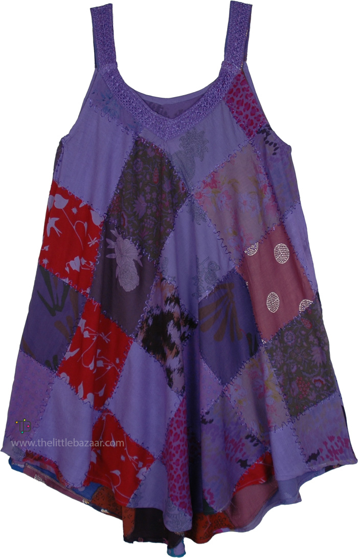 Amethyst Mosaic Boho Patchwork Short Sundress
