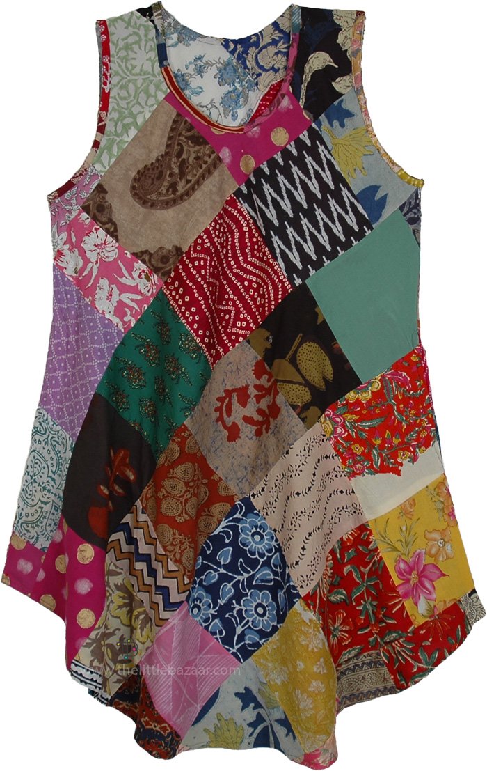 Multicolor Sustainable Patchwork Cotton Dress
