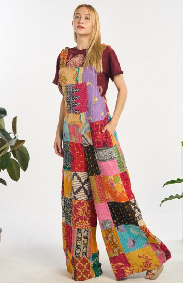 Sunshine Patchwork Kantha Quilted Jumpsuit