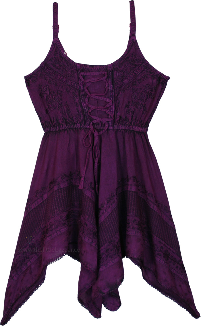 Plum Sorceress Lace-Up Festival Short Dress