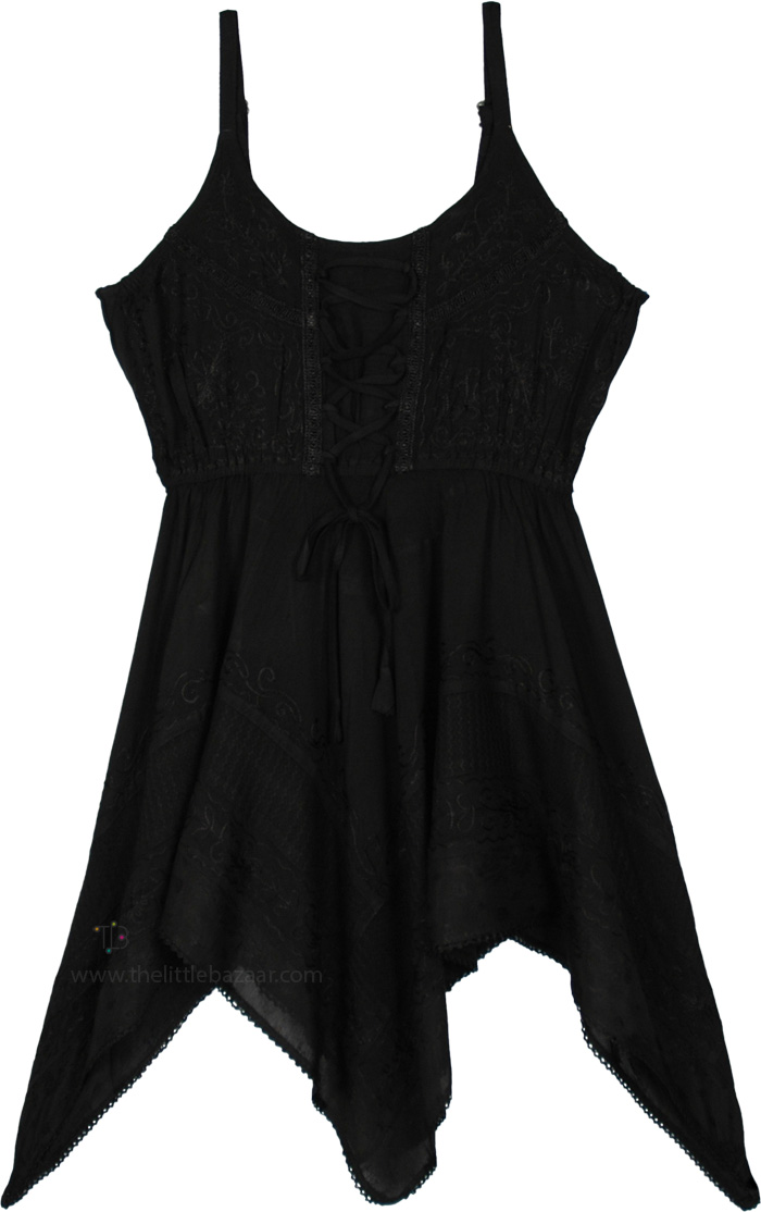 Midnight Handkerchief Hem Short Goth Dress