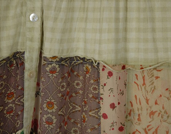 Pure Nonchalance Dusty Sage Tiered Patchwork Dress