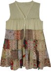 Pure Nonchalance Dusty Sage Tiered Patchwork Dress