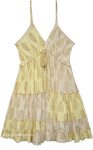 Lemon Cream Shimmer Boho Tiered Sundress