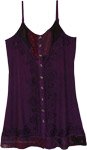 Deep Plum Orchid Boho Button-Front Tank Dress