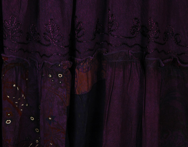 Plum Mosaic Tiered Patchwork Knee Length Dress