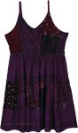 Plum Mosaic Tiered Patchwork Knee Length Dress
