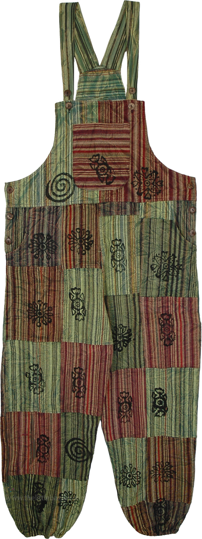 Nomadic Mosaic Patchwork Boho Cotton Overalls