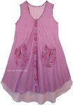 Hippie Cotton Sundress in Lavender Double Layered