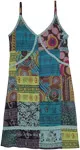 Sleeveless Summer Yogi Dress Hippie Green Patchwork
