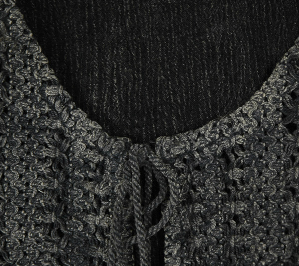 Spooky Gray Acid Wash Dress with Crochet Tie Front