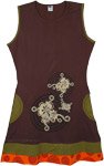 Boho Brown Thai Length Summer Sleeveless Dress