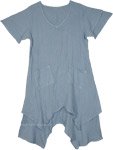 Dusty-Blue Hi-Low Pocketed Sundress