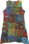 Rainbow Clouds Tie Dye Patchwork Sleeveless Dress