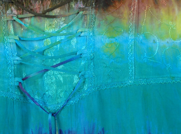 Tonal Blues Tie Dye Below The Knee Boho Dress