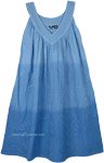 Azure Ombre Cotton Summer Dress with Pockets