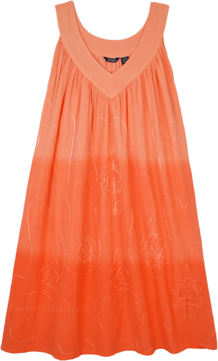 Cantaloupe Ombre Sleeveless Cotton Summer Dress