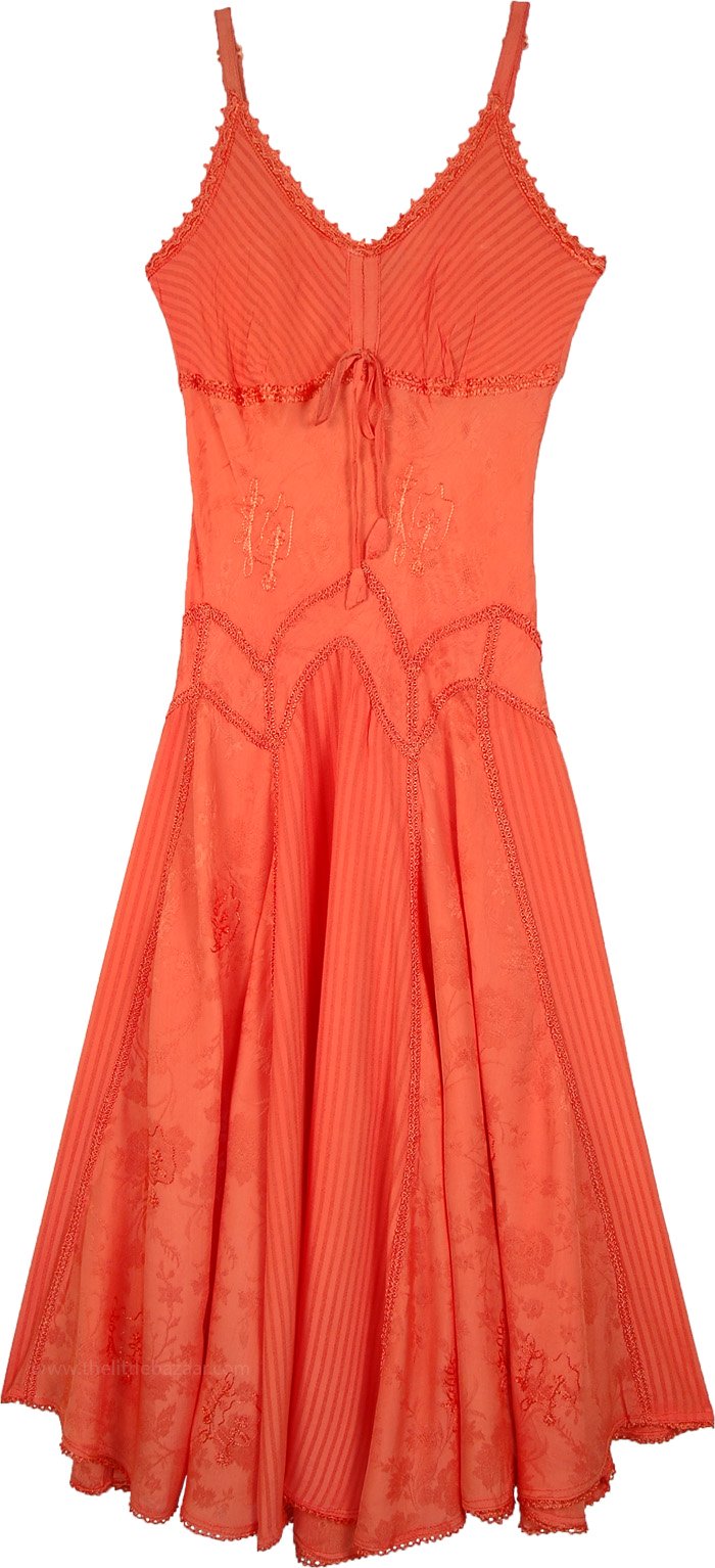Atomic Tangerine Long Sleeveless Western Dress
