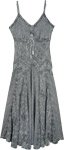 Fit and Flare Western Rodeo Long Dress in Pigeon Gray