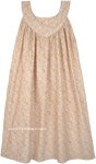 Beige Floral Flowing Pull Over Cotton Summer Dress