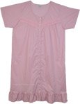 Shady Pink Button Down Mid Length Cotton Night Dress