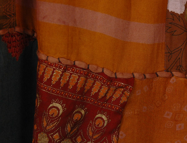 Brown Bush Assorted Vintage Patchwork Long Dress