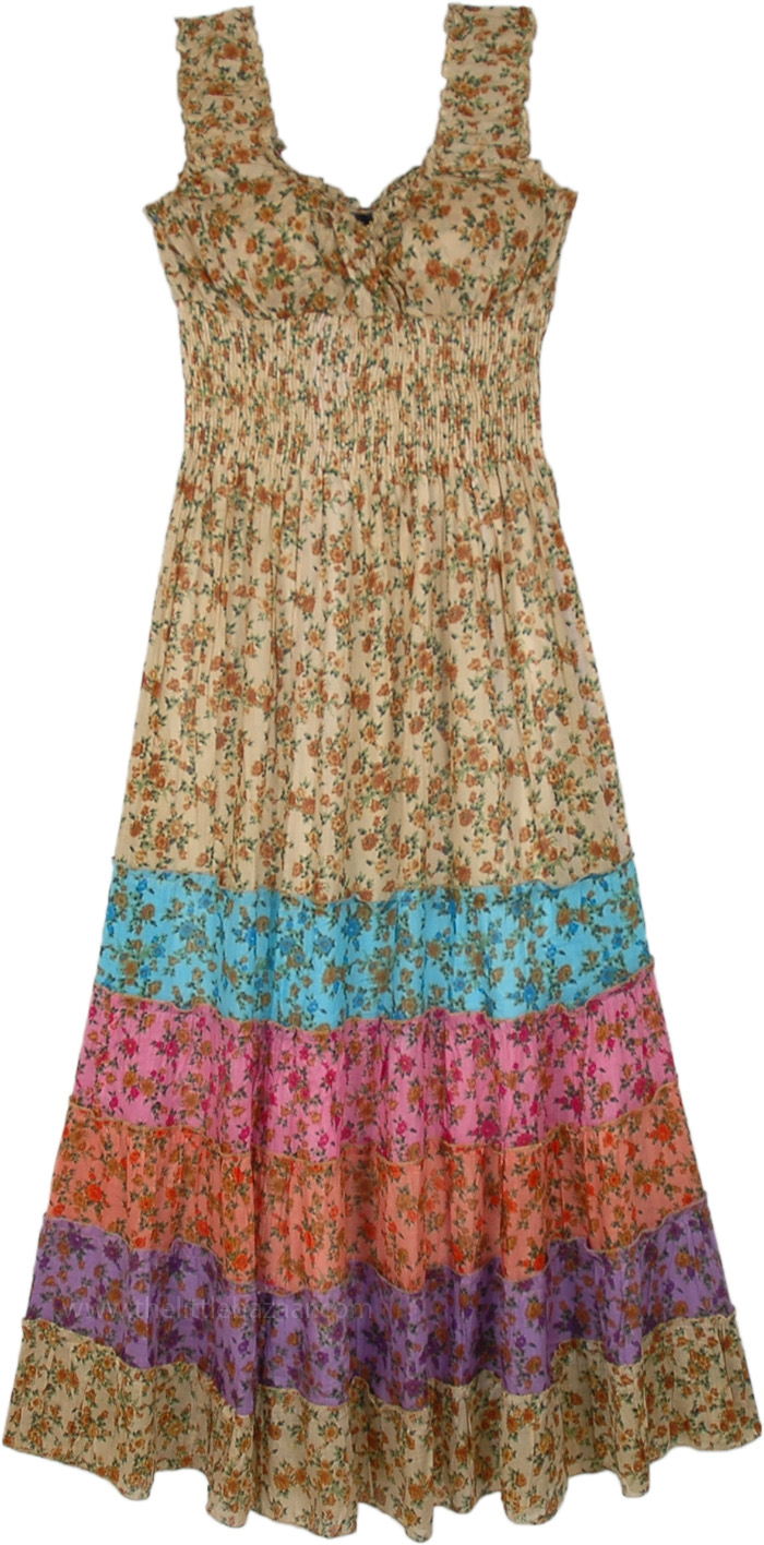 summer cotton long dresses purple pink floral printed cotton maxi dress - v neckline with tassel summer maxi dress