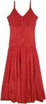 Fire Red Women Long Spaghetti Strap Dress