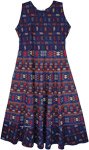 Midnight Carnival Cotton Geometric Sleeveless Dress