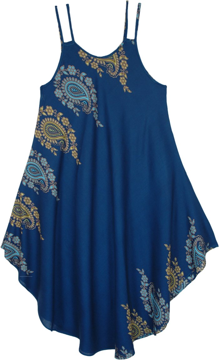 Cobalt Blue Free Size Paisley Printed Bohemian Dress