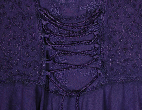 Eggplant Purple High Low Western Dress with Embroidery Details