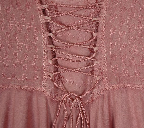 Mauve Pink High Low Western Dress with Embroidery