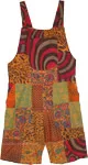 Rising Phoenix Tangerine Romper with Artsy Patchwork