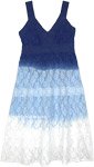 Blue Shores All Lace Sleeveless Cotton Dress with Smocking Back