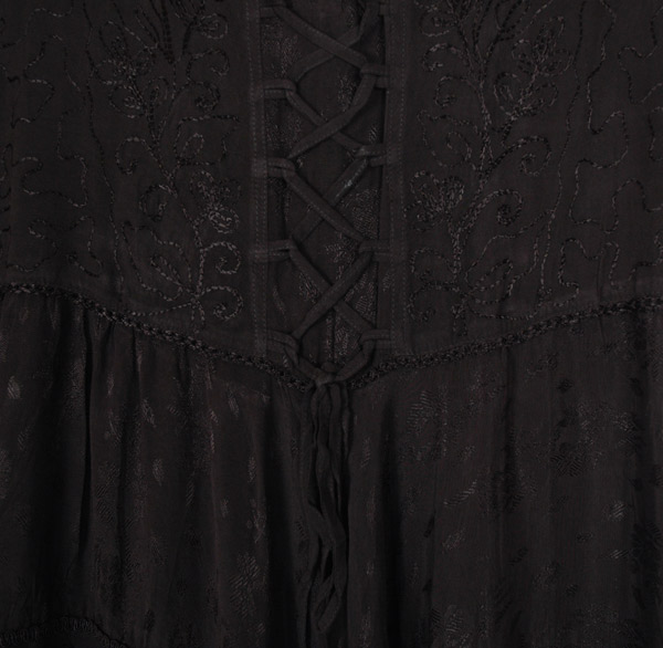 Black Renaissance Sleeveless Tank Dress with Heavy Embroidery