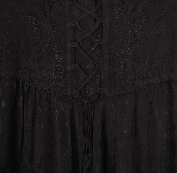 Black Renaissance Sleeveless Tank Dress with Heavy Embroidery