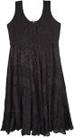 Black Renaissance Sleeveless Tank Dress with Heavy Embroidery