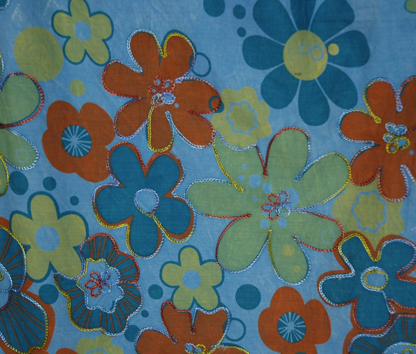 Flower Shower Blue Summer Dress with Embroidery Details