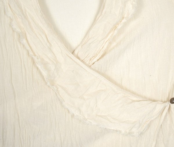 Bohemian Crinkled Cotton Sleeveless Cardigan in Off White