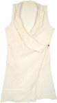 Bohemian Crinkled Cotton Sleeveless Cardigan in Off White