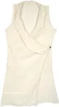 Bohemian Crinkled Cotton Sleeveless Cardigan in Off White
