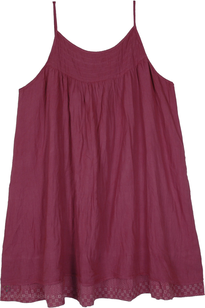 Plum Rose Cotton Layered Mini Boho Slip Dress