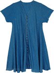Vintage Blue Cotton Cottagecore Midi Dress