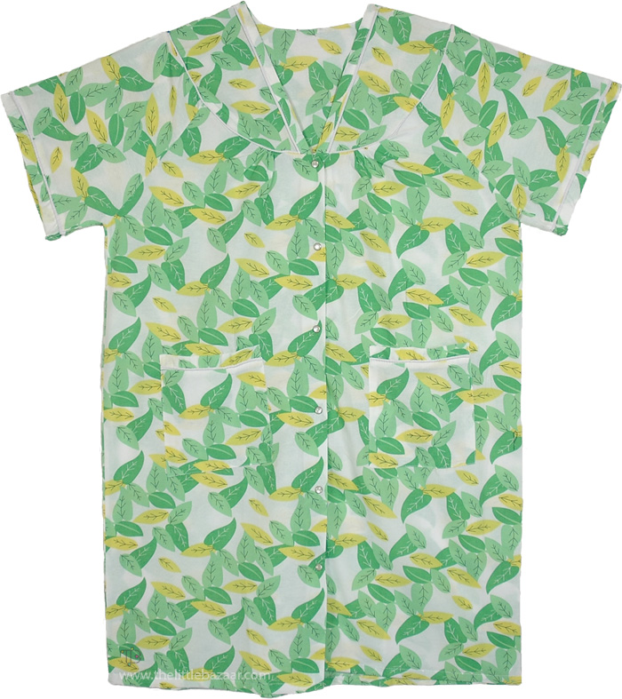 Plus Size Summer Leaves Snap Front Duster Dress